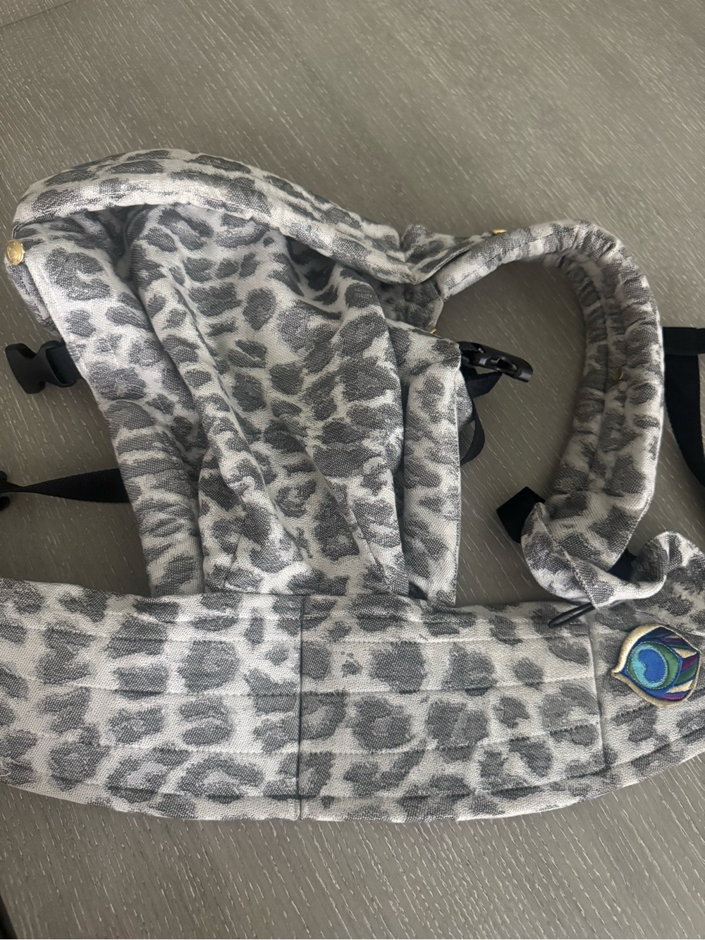 Gray Leopard Print Baby Bib Carrier